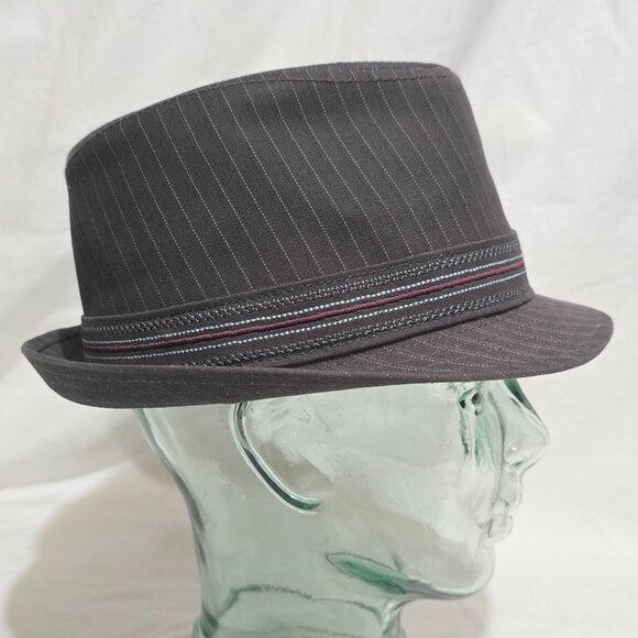 Goorin Bros. SAMPLE 1 off Fedora - Gray Pinstriped - Accordion - Sz M* - Picture 3 of 7